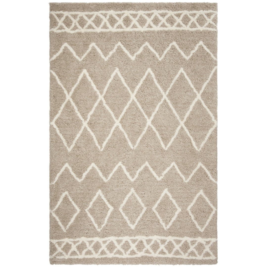 SAFAVIEH Equinox Shag EQS711B Handmade Beige / Ivory Rug Image 1