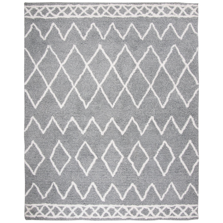 SAFAVIEH Equinox Shag EQS711F Handmade Grey / Cream Rug Image 5