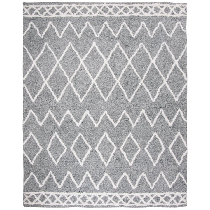 SAFAVIEH Equinox Shag EQS711F Handmade Grey / Cream Rug Image 1