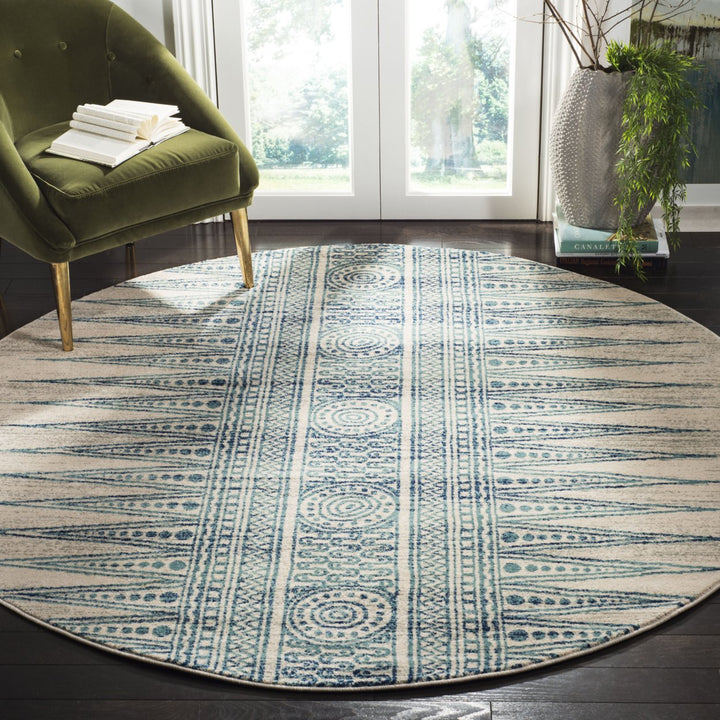 SAFAVIEH Evoke Collection EVK226T Ivory / Turquoise Rug Image 2