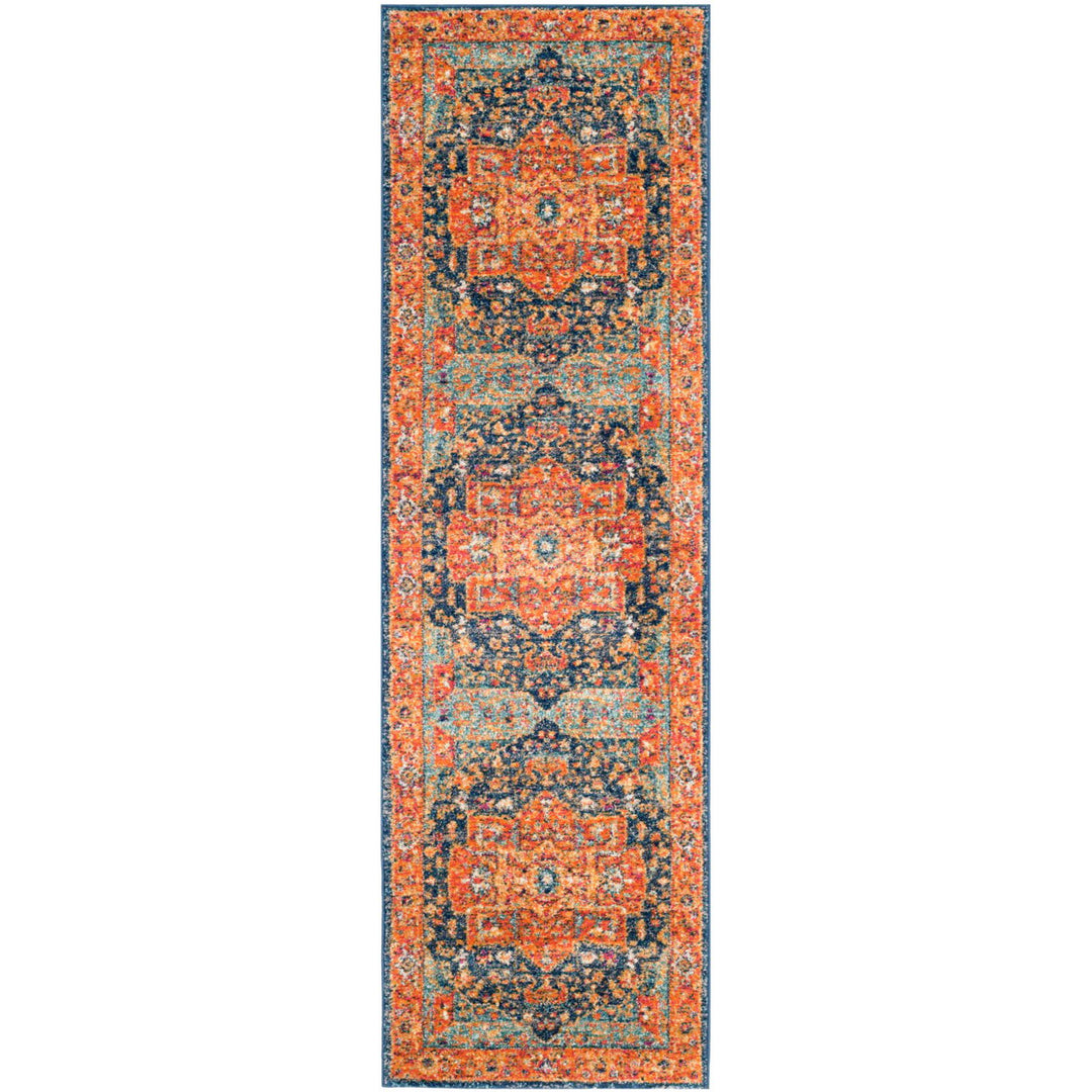 SAFAVIEH Evoke Collection EVK275C Blue / Orange Rug Image 1