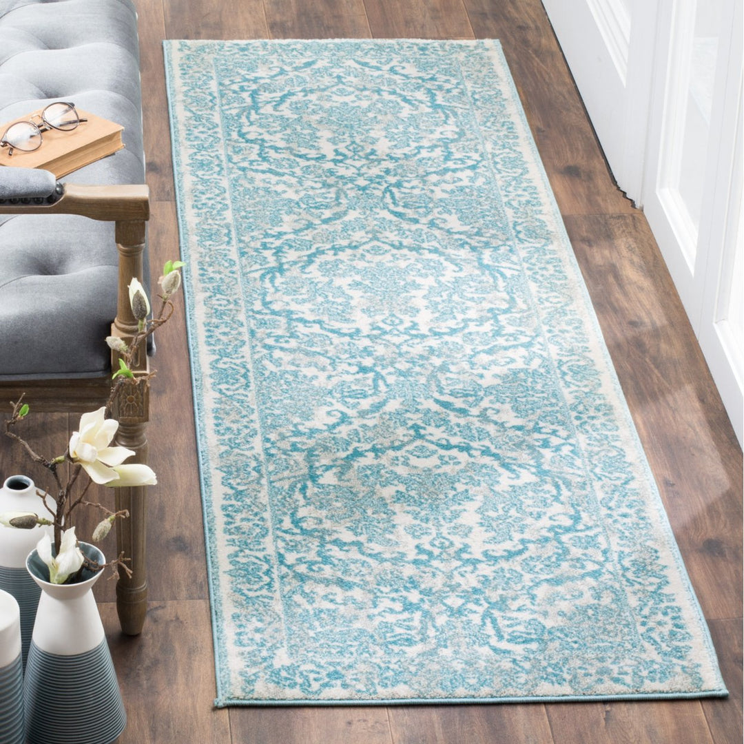 SAFAVIEH Evoke Collection EVK242C Ivory / Light Blue Rug Image 3