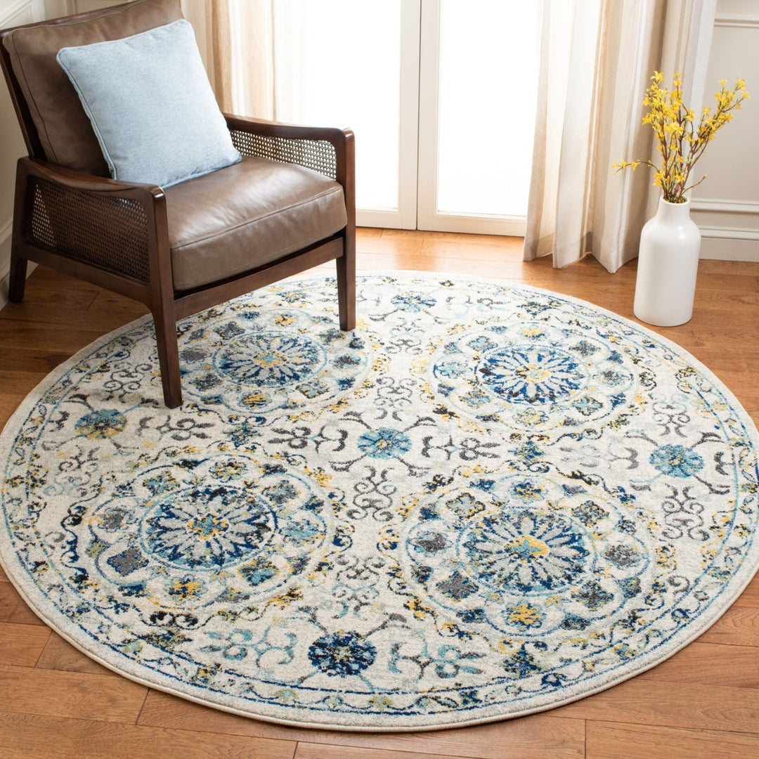 SAFAVIEH Evoke Collection EVK252C Ivory / Blue Rug Image 2