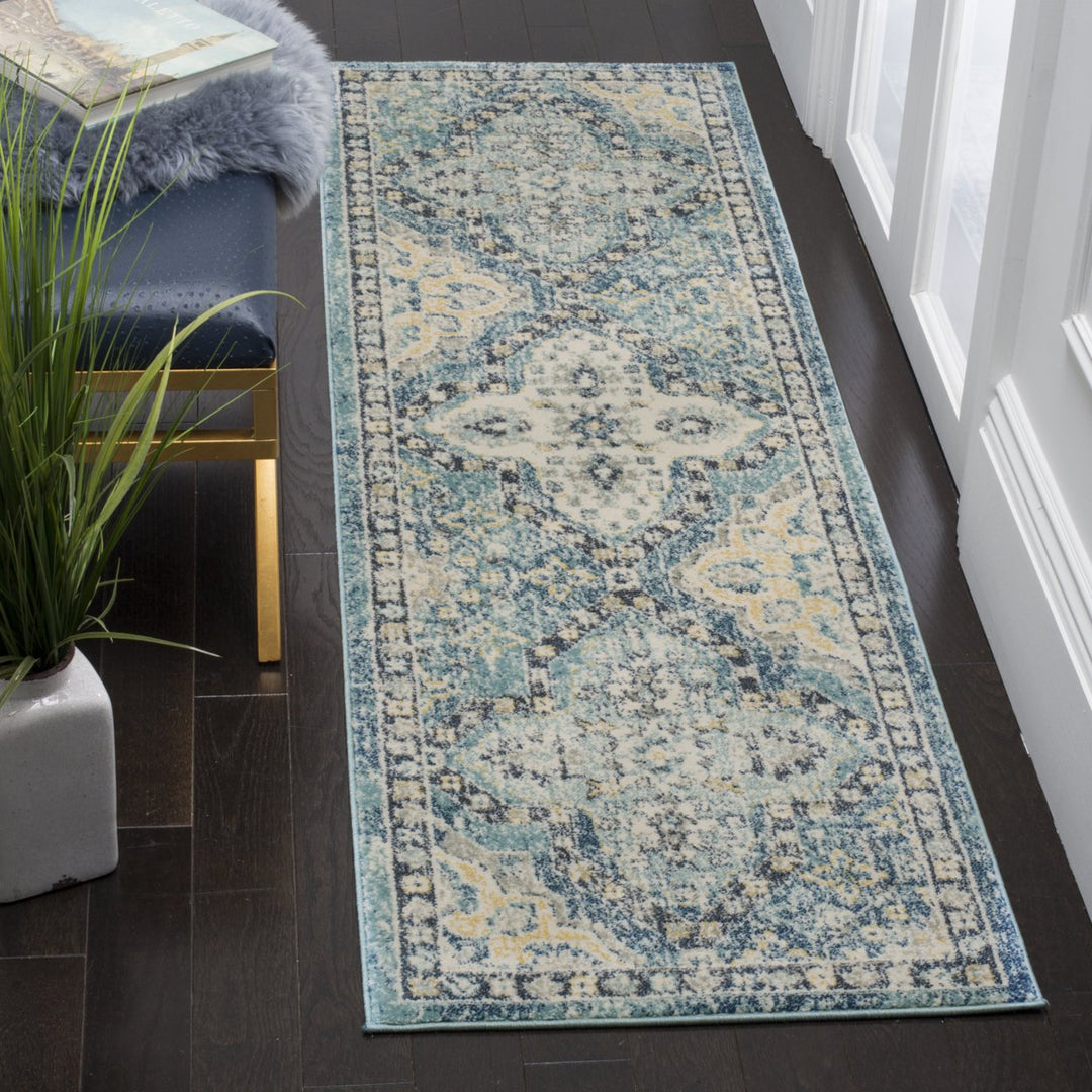 SAFAVIEH Evoke Collection EVK274C Light Blue / Ivory Rug Image 3