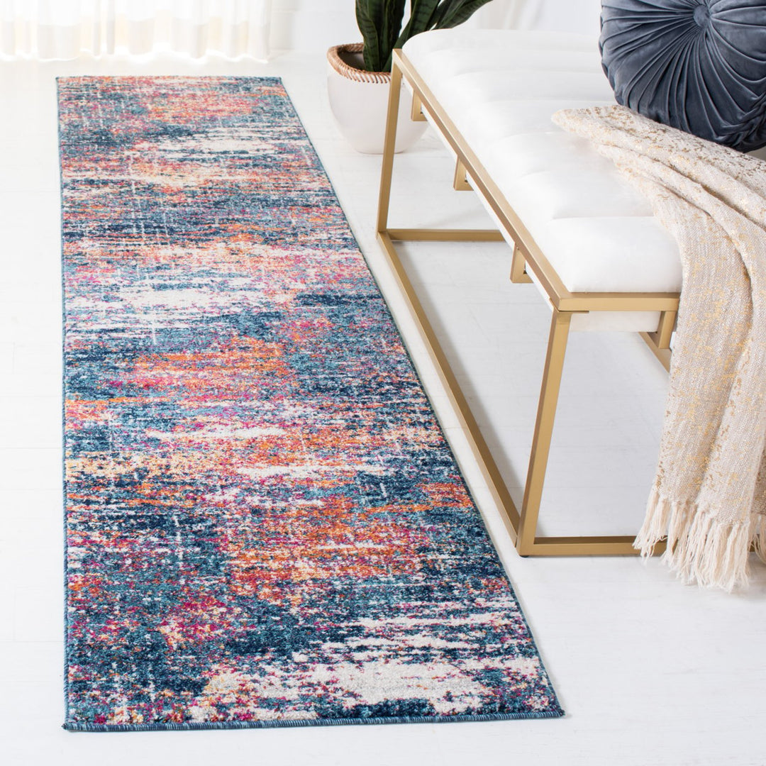 SAFAVIEH Evoke Collection EVK272N Navy / Orange Rug Image 3