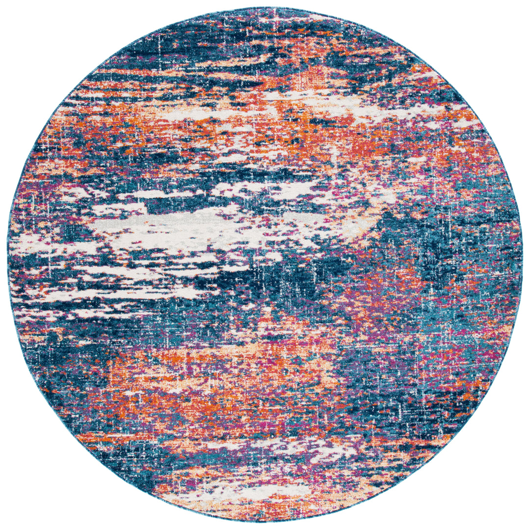 SAFAVIEH Evoke Collection EVK272N Navy / Orange Rug Image 4