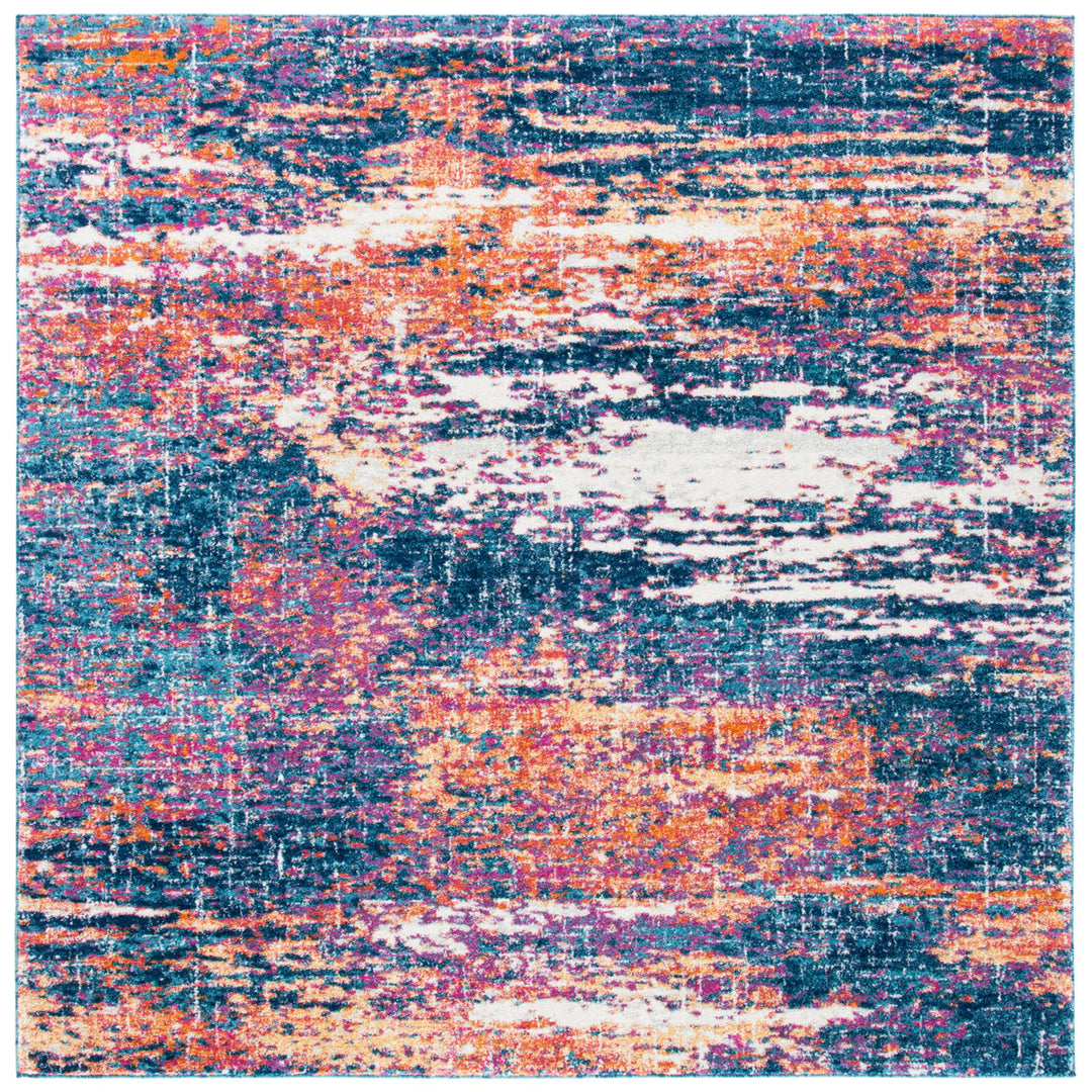 SAFAVIEH Evoke Collection EVK272N Navy / Orange Rug Image 5