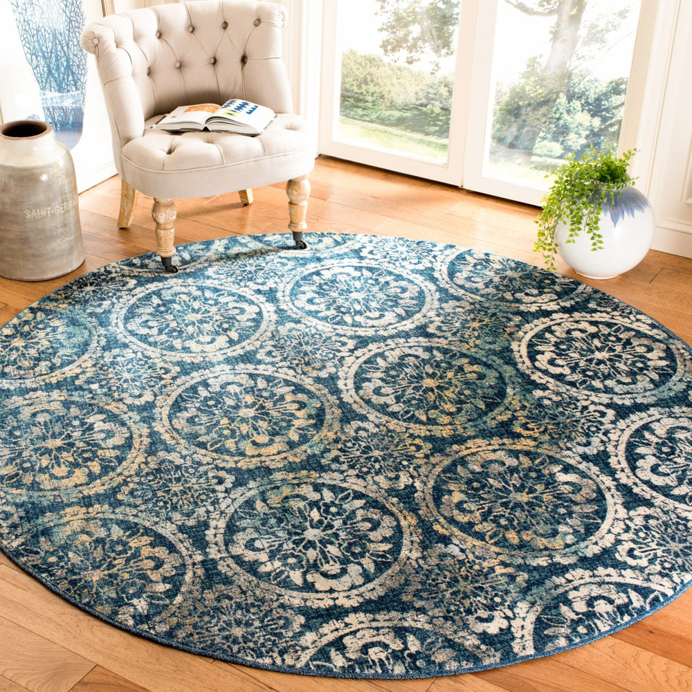 SAFAVIEH Evoke Collection EVK517D Navy / Creme Rug Image 2