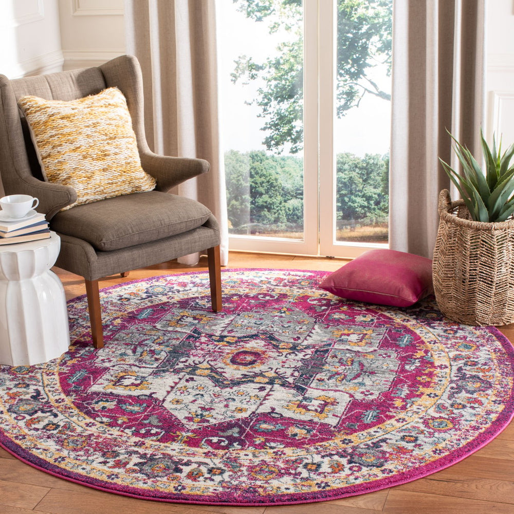 SAFAVIEH Evoke Collection EVK275R Fuchsia / Ivory Rug Image 2