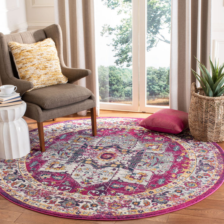 SAFAVIEH Evoke Collection EVK275R Fuchsia / Ivory Rug Image 2