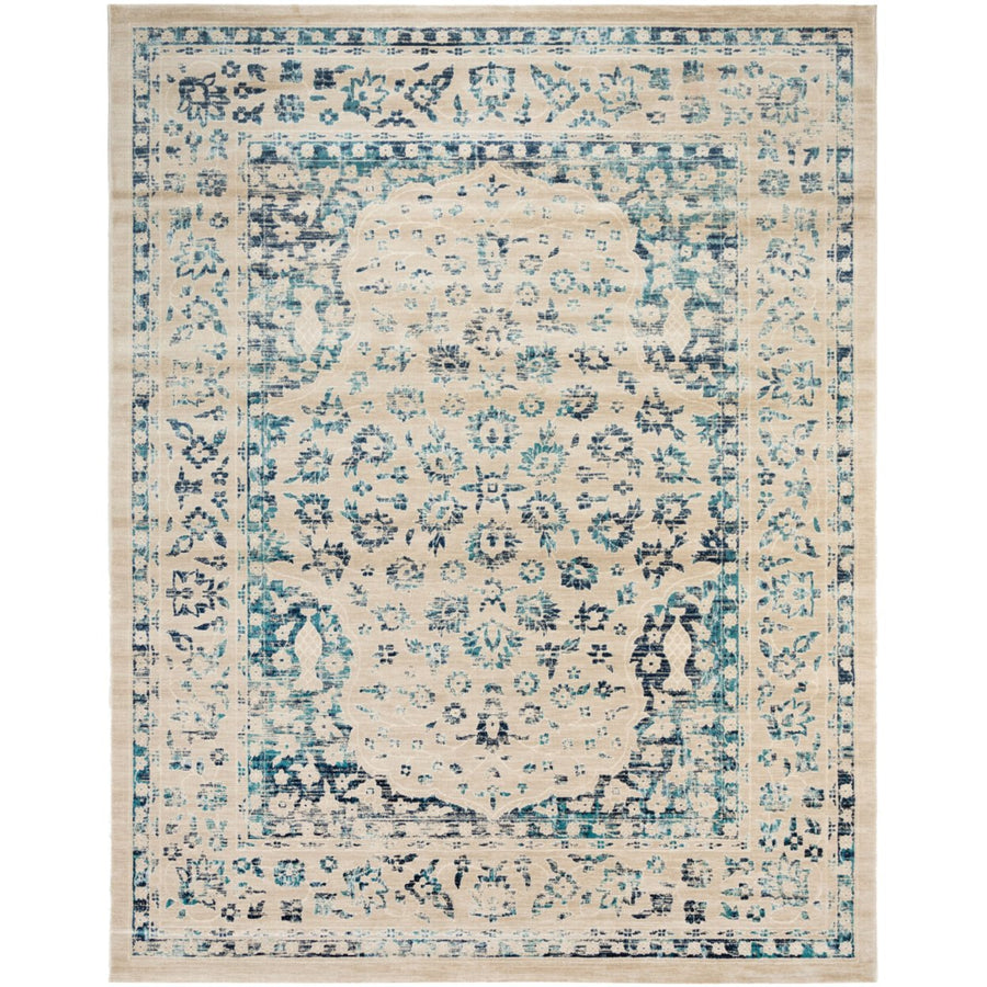 SAFAVIEH Evoke Collection EVK508F Beige / Turquoise Rug Image 1