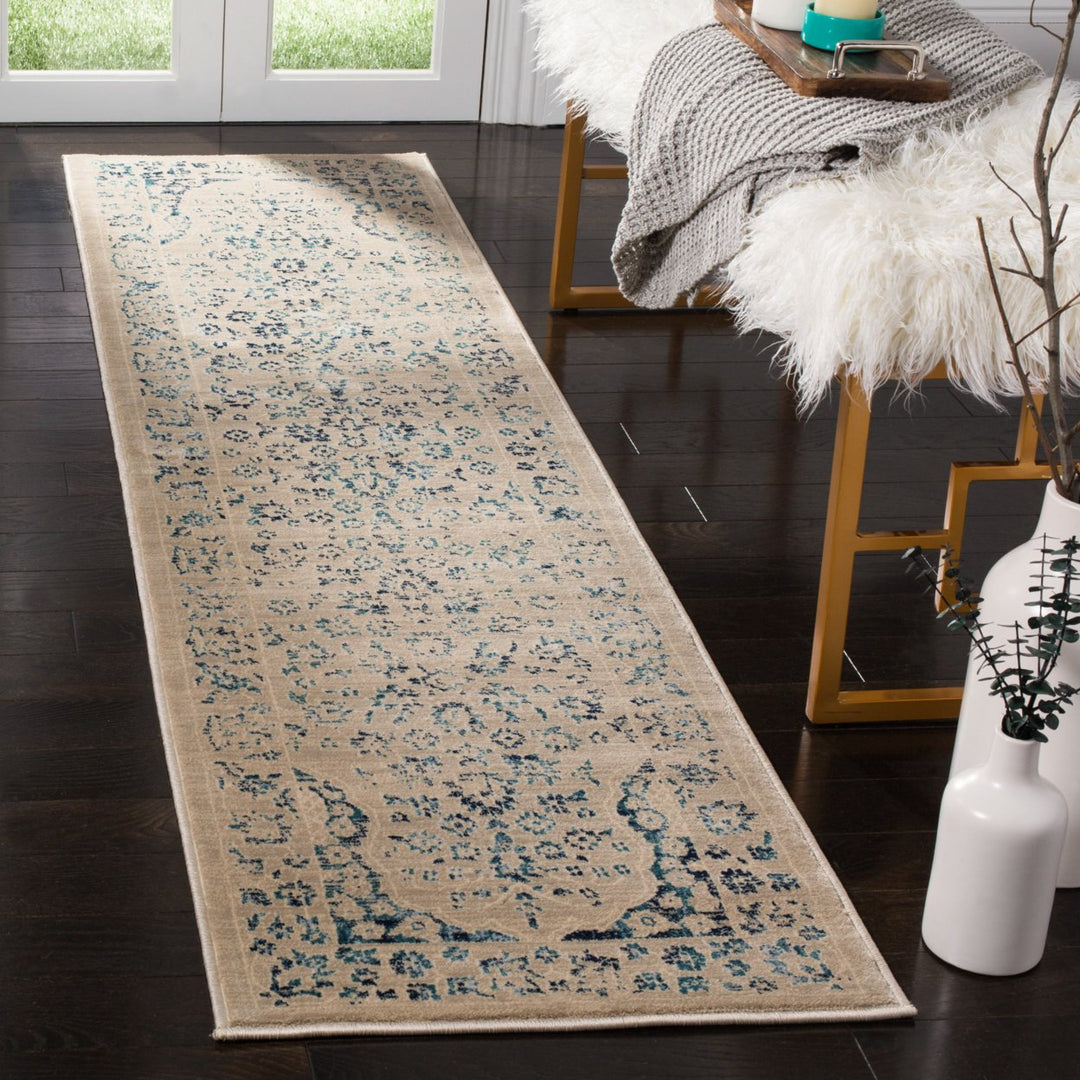 SAFAVIEH Evoke Collection EVK508F Beige / Turquoise Rug Image 2