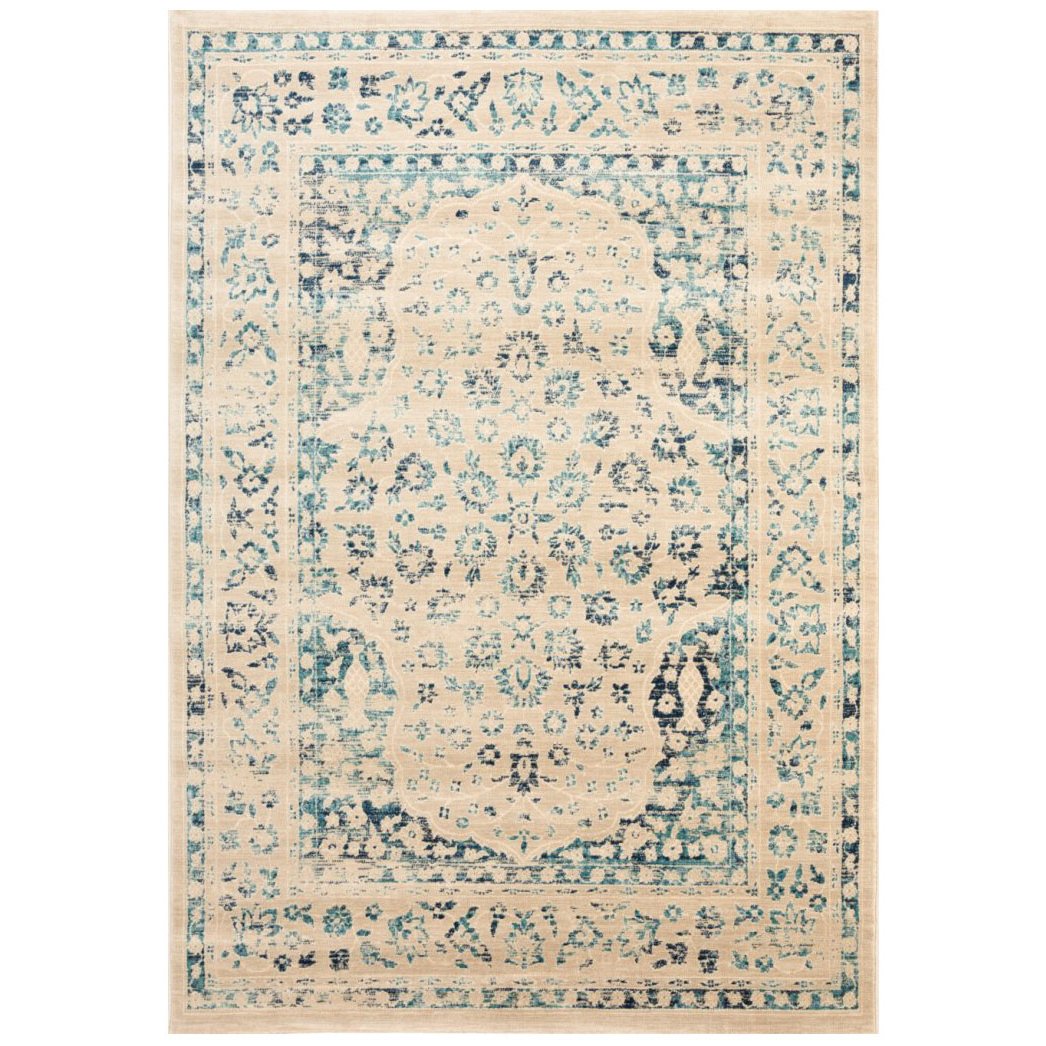 SAFAVIEH Evoke Collection EVK508F Beige / Turquoise Rug Image 4