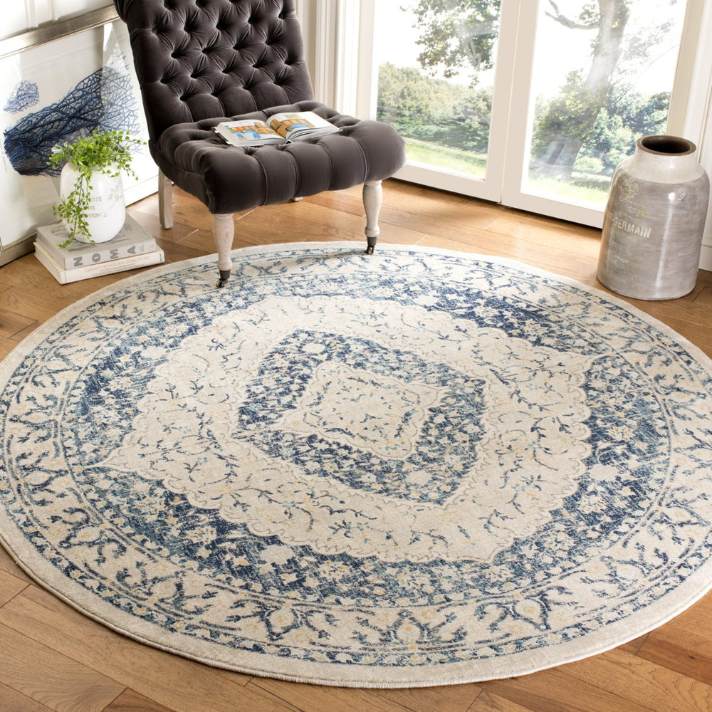 SAFAVIEH Evoke Collection EVK518C Beige / Navy Rug Image 2