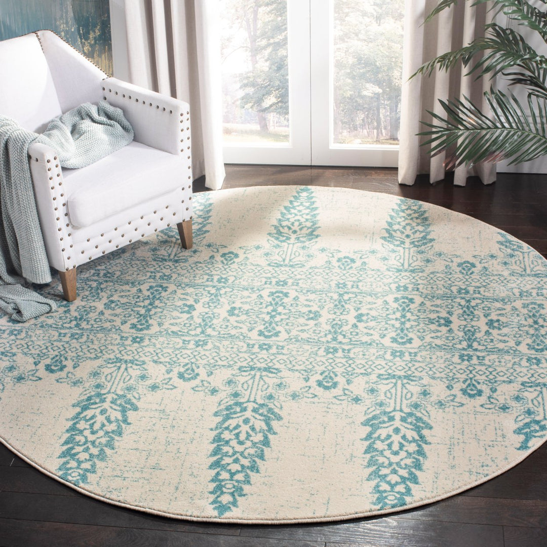 SAFAVIEH Evoke Collection EVK521F Ivory / Teal Rug Image 2