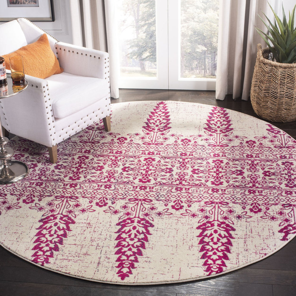 SAFAVIEH Evoke Collection EVK521K Ivory / Fuchsia Rug Image 2