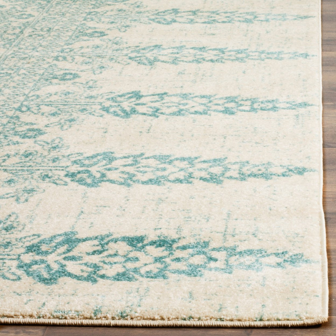 SAFAVIEH Evoke Collection EVK521F Ivory / Teal Rug Image 7