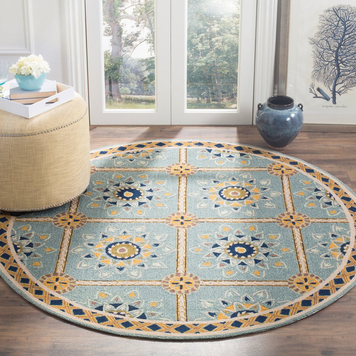 SAFAVIEH Easy Care EZC711B Light Blue / Dark Blue Rug Image 2