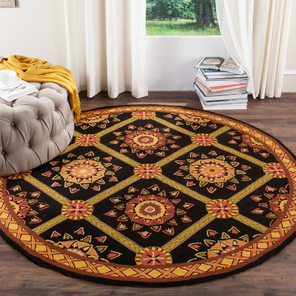 SAFAVIEH Easy Care EZC711C Black / Yellow Rug Image 2