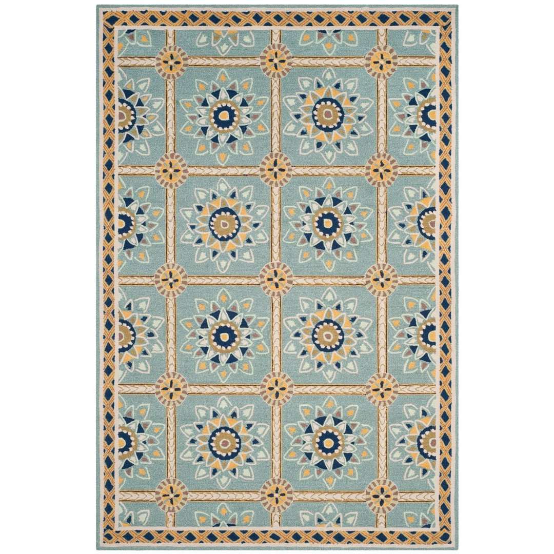 SAFAVIEH Easy Care EZC711B Light Blue / Dark Blue Rug Image 9