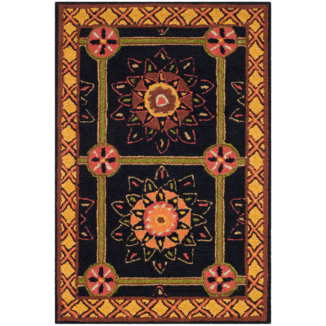 SAFAVIEH Easy Care EZC711C Black / Yellow Rug Image 7