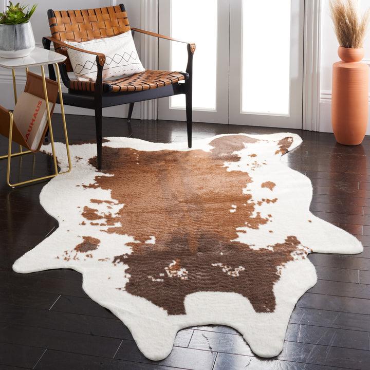 SAFAVIEH Faux Cow Hide FCH202A Ivory / Dark Brown Rug Image 1