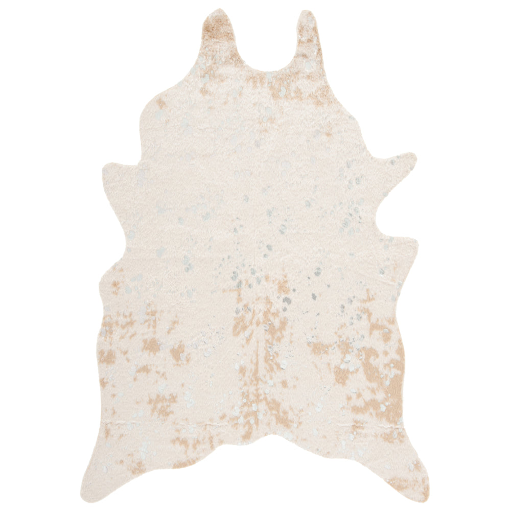 SAFAVIEH Faux Cow Hide FCH207B Beige / Silver Rug Image 2