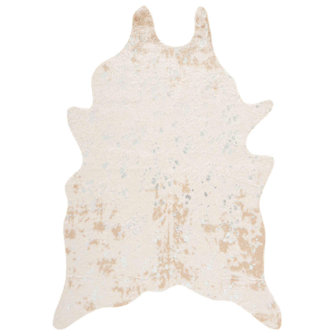 SAFAVIEH Faux Cow Hide FCH207B Beige / Silver Rug Image 2