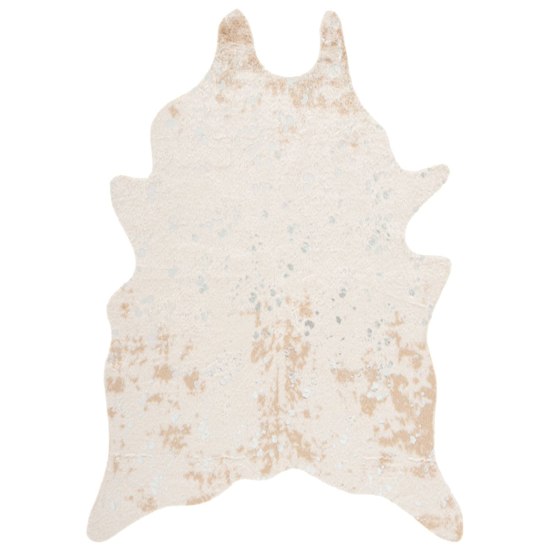 SAFAVIEH Faux Cow Hide FCH207B Beige / Silver Rug Image 1