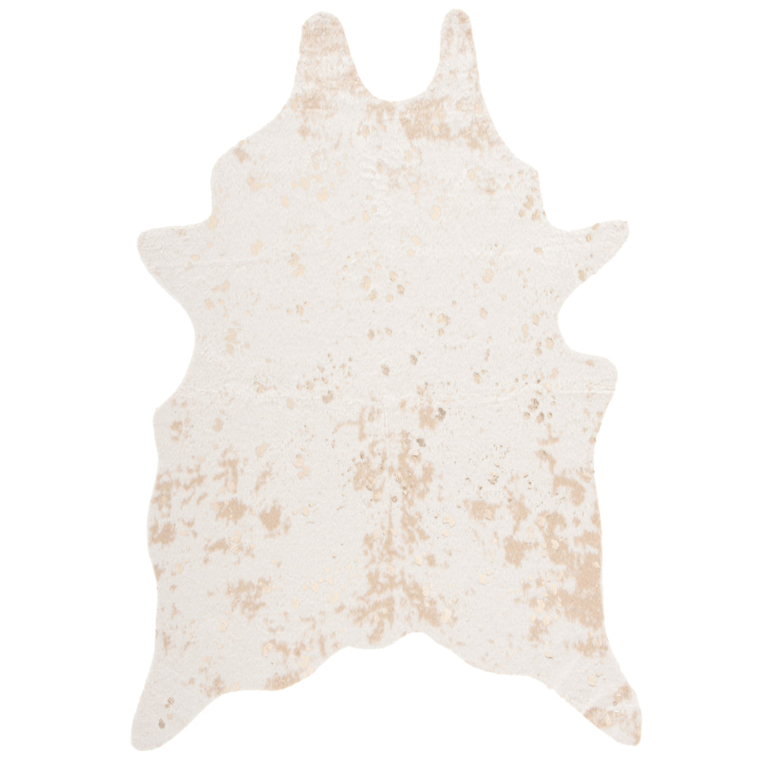 SAFAVIEH Faux Cow Hide FCH207D Beige / Gold Rug Image 2