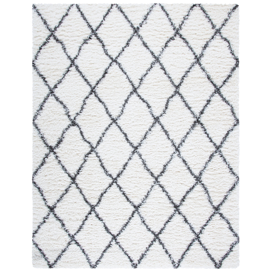 SAFAVIEH Flokati Collection FLK313A Ivory / Dark Grey Rug Image 1