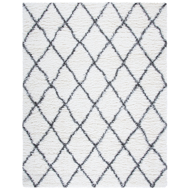 SAFAVIEH Flokati Collection FLK313A Ivory / Dark Grey Rug Image 1