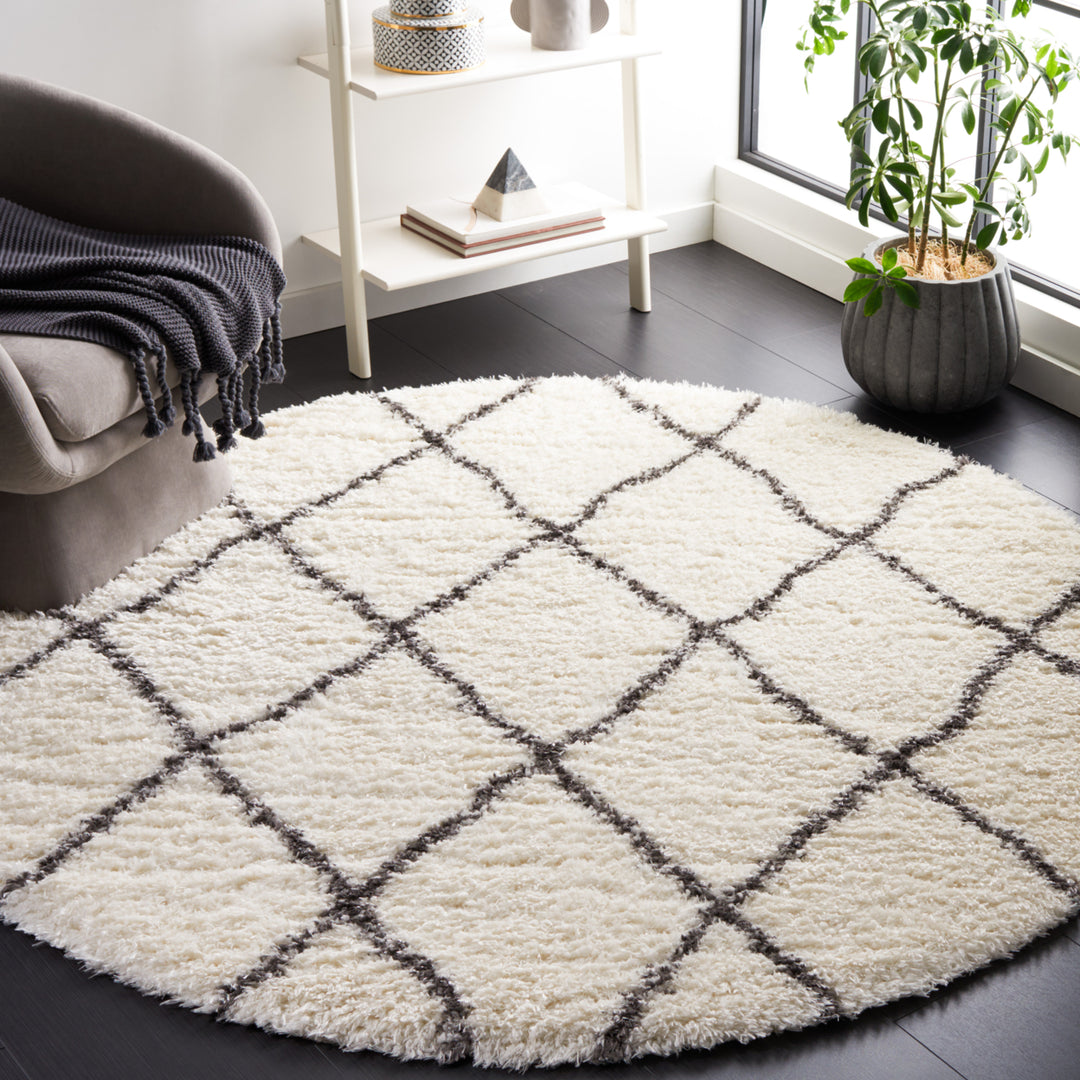 SAFAVIEH Flokati Collection FLK313A Ivory / Dark Grey Rug Image 2