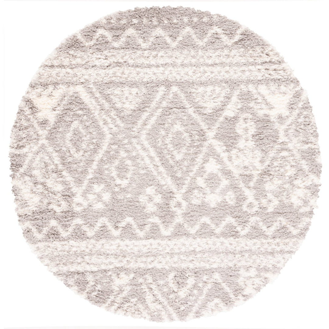 SAFAVIEH Flokati Collection FLK311F Grey / Ivory Rug Image 4