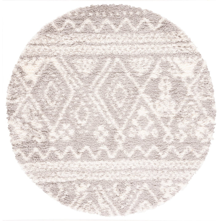 SAFAVIEH Flokati Collection FLK311F Grey / Ivory Rug Image 4