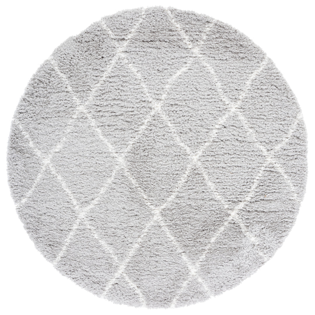 SAFAVIEH Flokati Collection FLK313F Light Grey / Ivory Rug Image 4