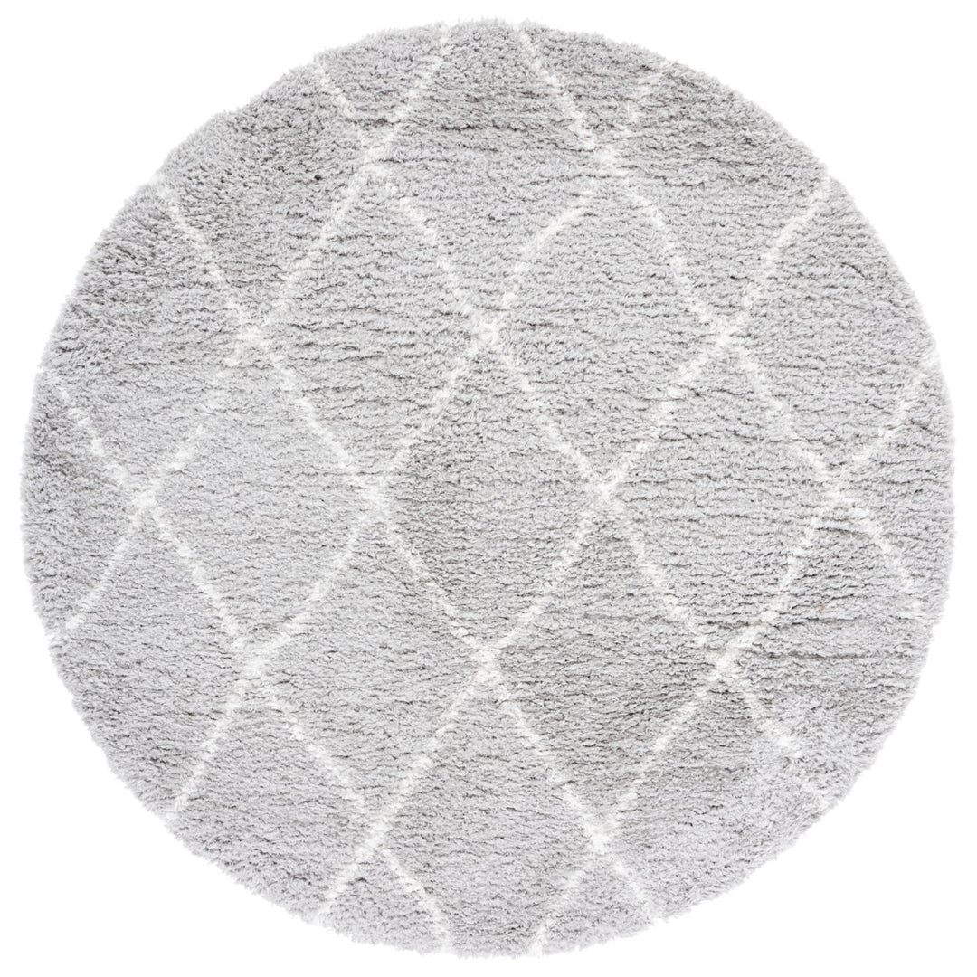 SAFAVIEH Flokati Collection FLK313F Light Grey / Ivory Rug Image 1