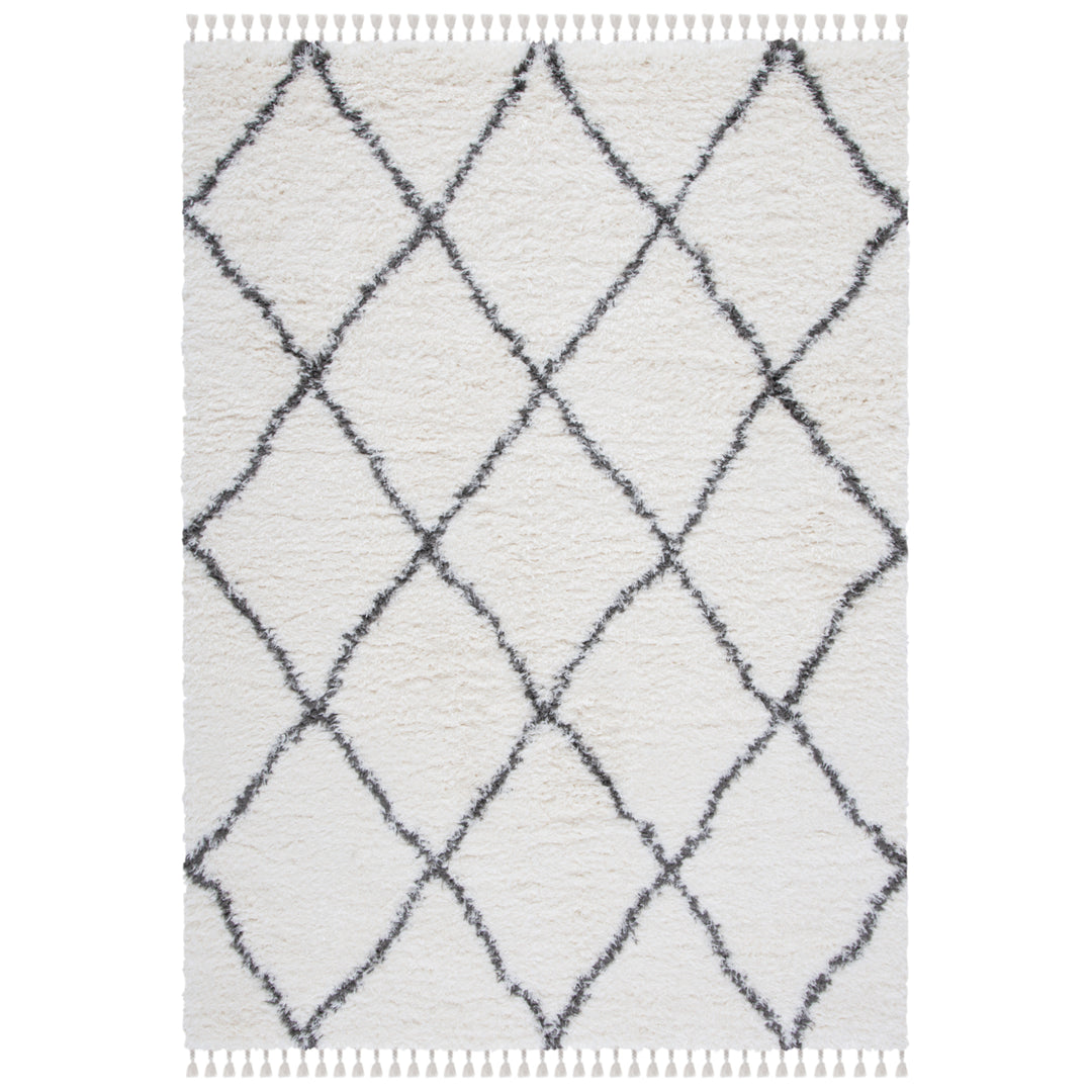 SAFAVIEH Flokati Collection FLK313A Ivory / Dark Grey Rug Image 7