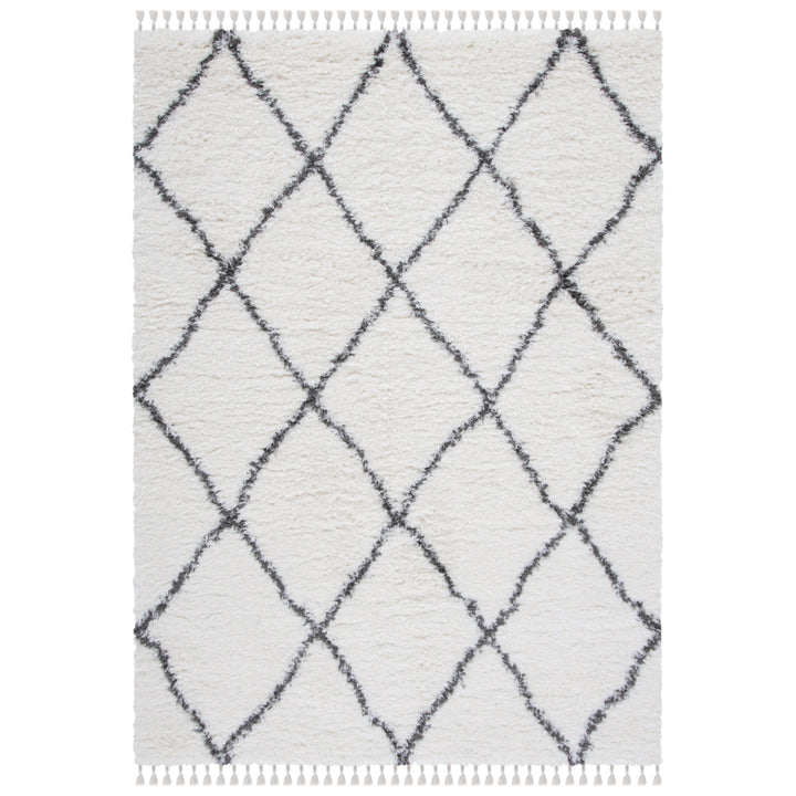 SAFAVIEH Flokati Collection FLK313A Ivory / Dark Grey Rug Image 7