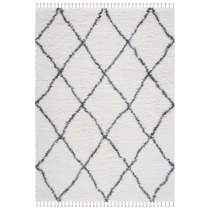 SAFAVIEH Flokati Collection FLK313A Ivory / Dark Grey Rug Image 1