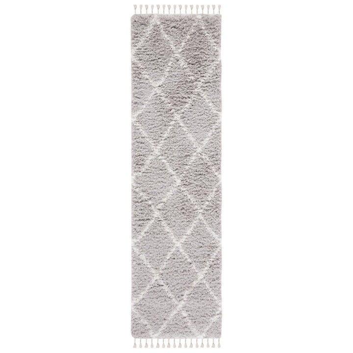 SAFAVIEH Flokati Collection FLK313F Light Grey / Ivory Rug Image 5