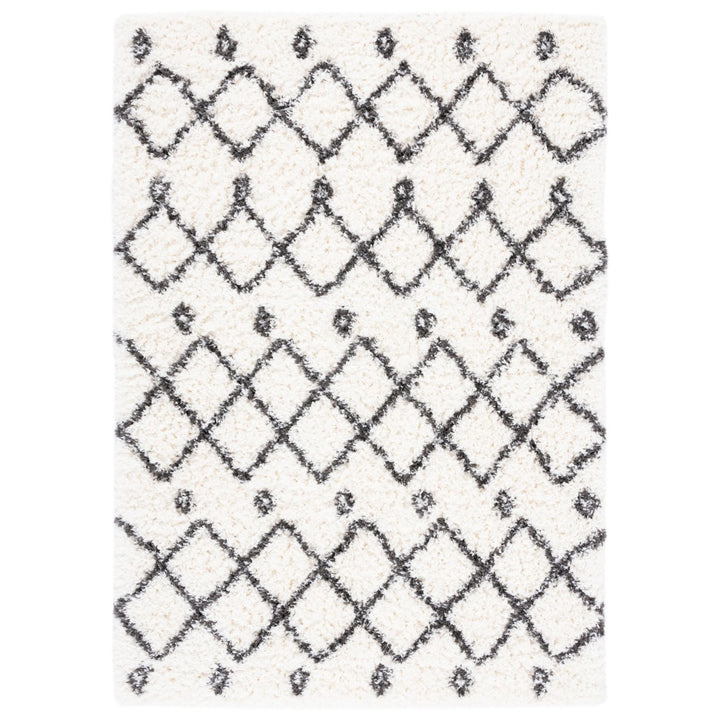 SAFAVIEH Flokati Collection FLK312A Ivory / Dark Grey Rug Image 1