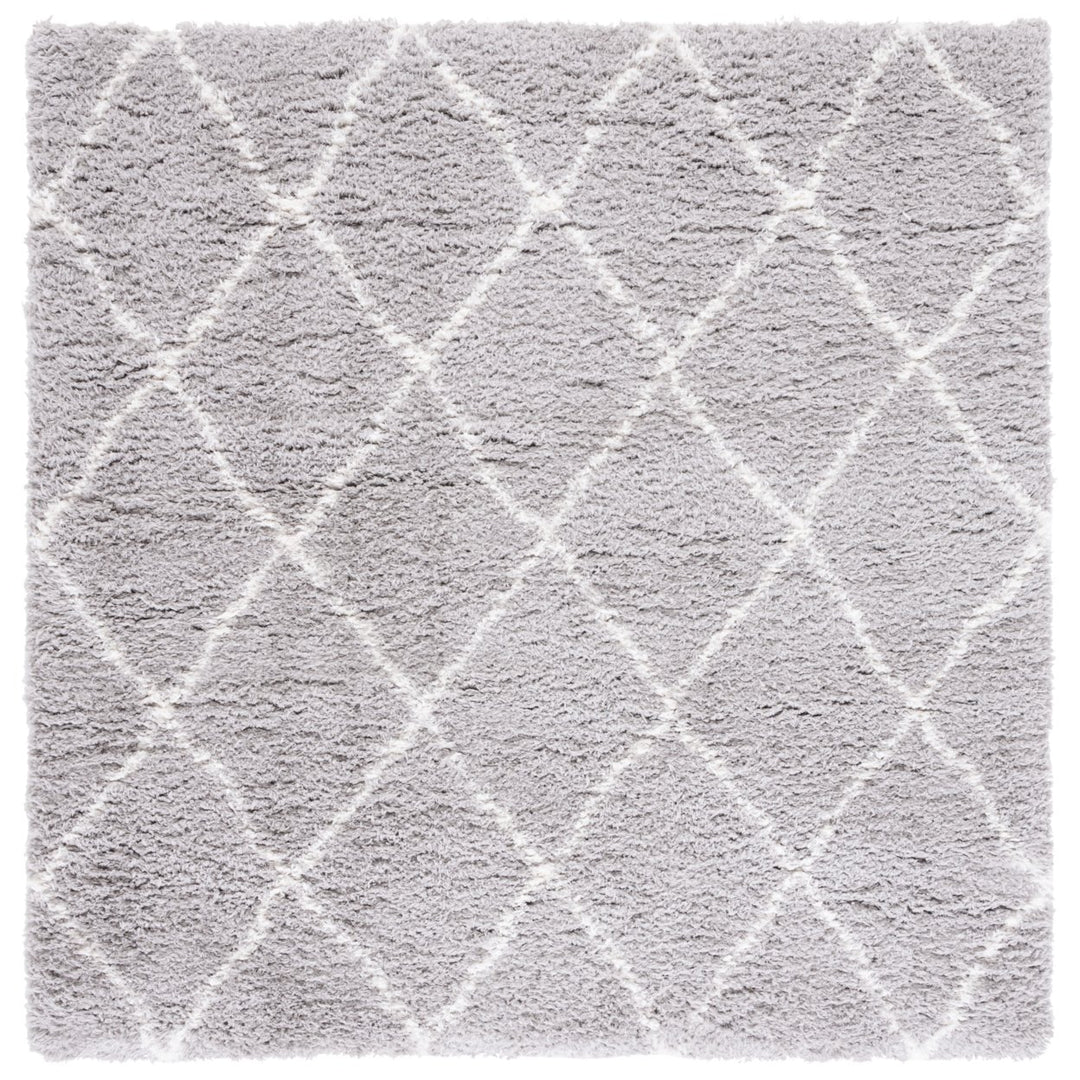 SAFAVIEH Flokati Collection FLK313F Light Grey / Ivory Rug Image 6