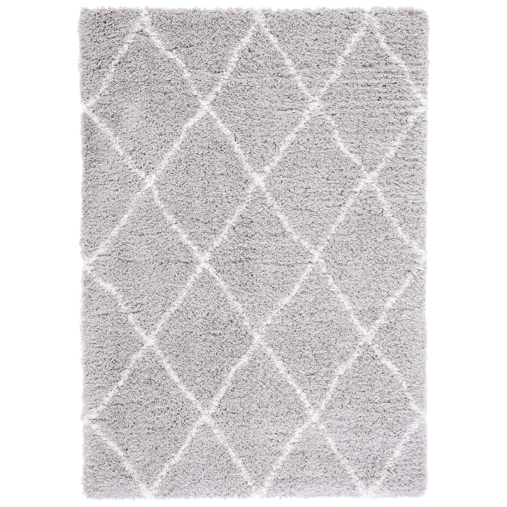 SAFAVIEH Flokati Collection FLK313F Light Grey / Ivory Rug Image 10