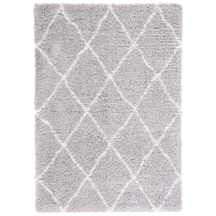 SAFAVIEH Flokati Collection FLK313F Light Grey / Ivory Rug Image 1