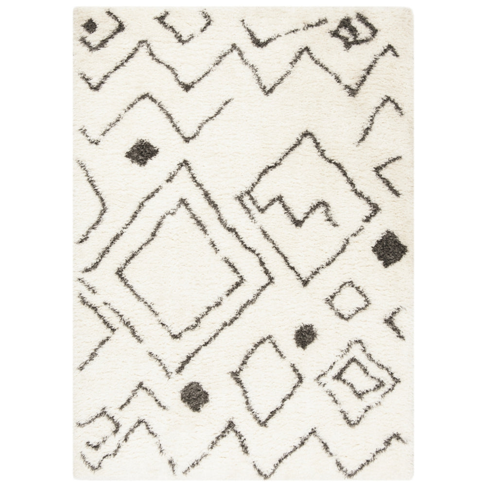 SAFAVIEH Flokati Shag FLK980A Ivory / Charcoal Rug Image 2