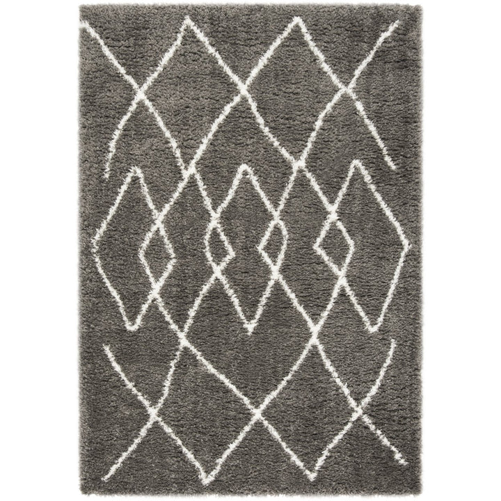 SAFAVIEH Flokati Shag FLK965H Charcoal / Ivory Rug Image 2