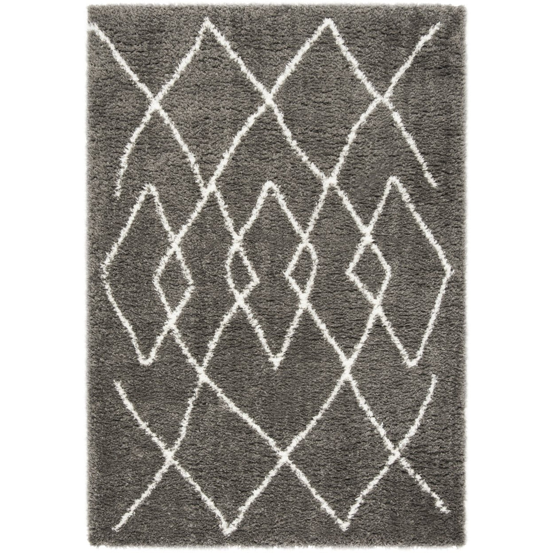 SAFAVIEH Flokati Shag FLK965H Charcoal / Ivory Rug Image 1