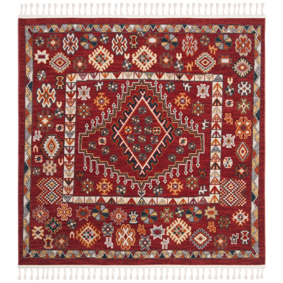 SAFAVIEH Farmhouse FMH814Q Red / Ivory Rug Image 4