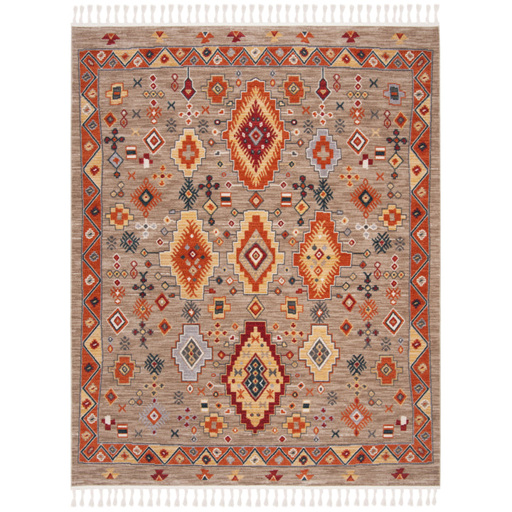 SAFAVIEH Farmhouse FMH848E Taupe / Orange Rug Image 1